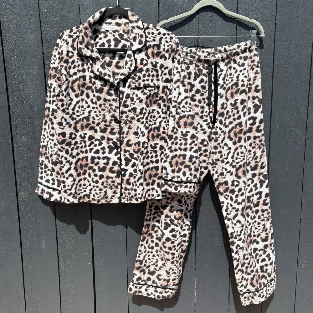 BedHead Leopard Animal Print Pajama Set S Designer Lux Organic Cotton Maximalist